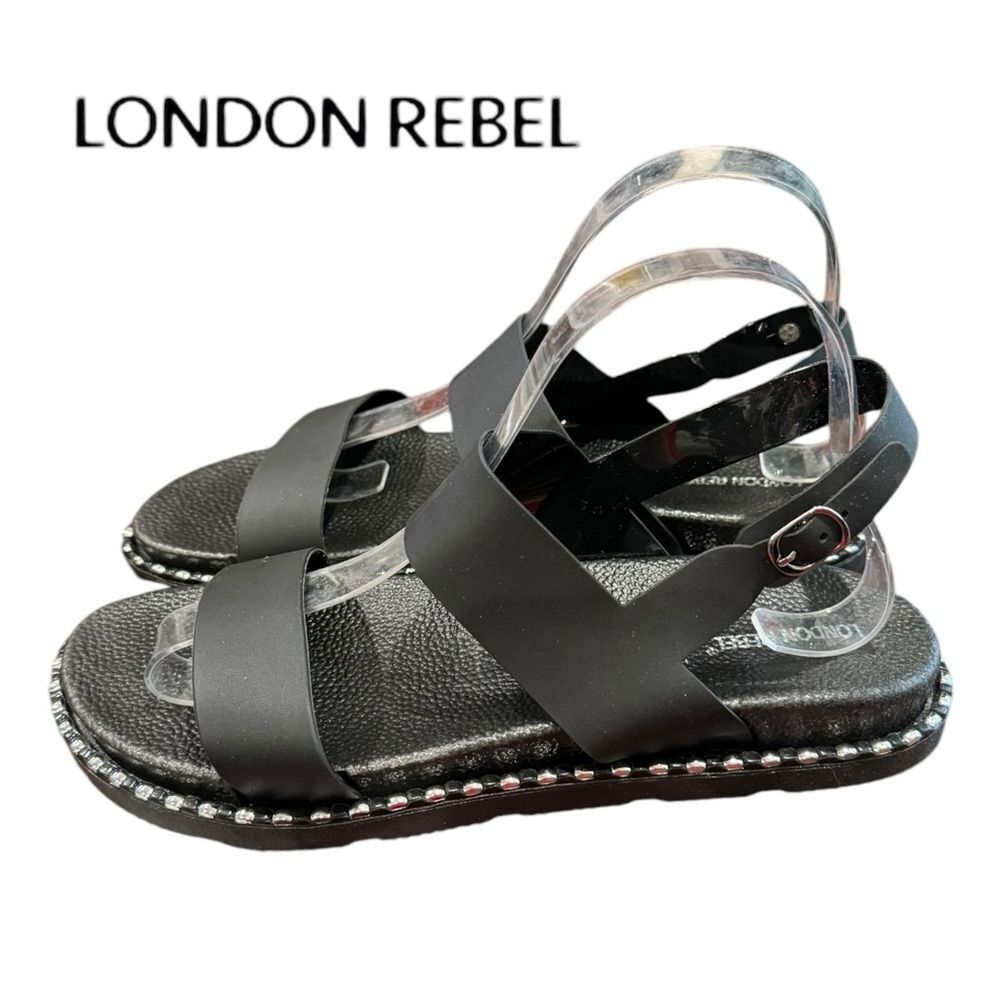 NEW London Rebel Women's Black Buckle Open Toe Sandals 10 10W